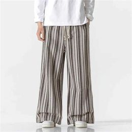 Mens Pants Autumn Oversized Retro Striped Loose Straight Casual Wide Leg 2 DZ5A
