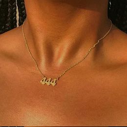 Pendant Necklaces Angel Number Necklace 111 222 333 444 555 666 777 888 999 Gold Plated Stainless Steel Numerology Jewelry263N