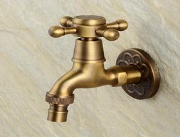 Antique Brass Bathroom Faucet Vintage Utility Faucet Single Handle Single Hole Cold Water Taps Wall Mounted3466843
