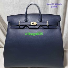 Handmade Bags Genuine Leather Handbags Bk50 High Capacity Handbags 50cm Large Travel Bags Large Capacity Bag Leather Travel Bag Domineering have logo HBGA91