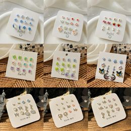 KADRUFI Y2K Kpop Rhinestone Funny Monster Butterfly Flower Animal Stud Earrings Set Multi Design Korean Fashion Earring Jewelry 240313