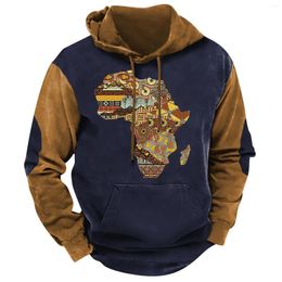 Men's Hoodies 2024 Printed Plush Warm Pullover Sweater Hooded Coat Wool Casual Pocket Autumn And Winter