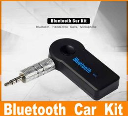 Universal 35mm Bluetooth Car Kit A2DP Wireless AUX o Music Receiver Adapter Hands with Mic For Phone MP3 Retail Box7168015