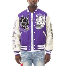 Customised Wool College Varsity For Men Leather Sleeve Plain Purple Lettermen Baseball Men's Versity Jacket 66 's