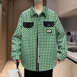 Men's Jackets 2024 Spring Autumn Fashion Casual Lapel Hoodless Jacket Male Slim Plaid Streetwear Coat