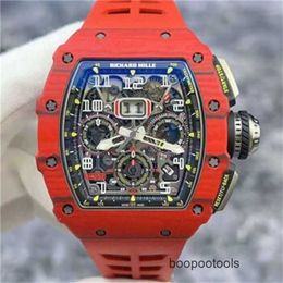 Richardmill Mens Swiss Luxury Watches Mechanical Wristwatches Richardmill RM1103 FQ Red NTPT Carbon Fibre Calendar Month Timing Mechanical Mens Watch With 1 X0P0 Y