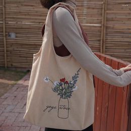 Shopping Bags Women Corduroy Shoulder Bag Ladies Embroidery Canvas Female Cotton Cloth Handbag Foldable Tote Large Capacity