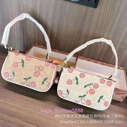 Factory Wholesale Small Bag for Women 2024 New Style with Hanging Accessories Underarm Cherry Print Plastic Seal Box Single Shoulder