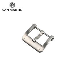 San Martin Watch Band Pin Buckle 20mm Watchband Strap Clasp Silver Spray Sand Brushed Watch Accessories 240313