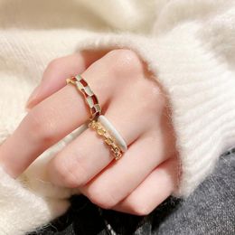 Cluster Rings WEDHOC 925 Sterling Silver Noble Enamel Checkerboard Chain INS Resizable Opening Ring For Women Luxury Jewellery Party Gift