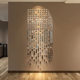 Mosaic Tall building Acrylic Mirror Wall Stickers Livingroom Bedroom TV 3d Decoration Background DIY Home decor 240312