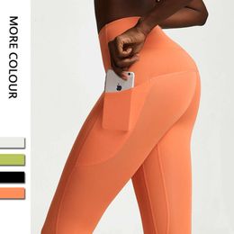 Lu Pant Align Lemon Yoga Pants Colour Women Solid Soft Nylon High Waist Leggings Pockets Slim-fitting Gym Tights Female Outdoor Running Clot