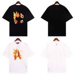 Flames Graphic Tee Palm Mens T Shirt Designer Shirts Fashion High-Quality New Same Short-Sleeved Letters Round Neck T-Shirt White Black