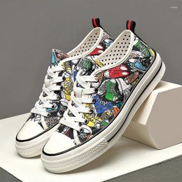 Casual Shoes European Station Men's Summer 2024 Canvas Student Trend Versatile Fashion Printed Board