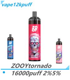 ZOOYTernado16000puff E Cigarette Mesh Coil Nebulizer Pod650mah Rechargeable C-Type 10 Flavours Puff16kvapers 2% 5%