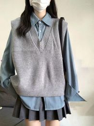 Work Dresses Japanese Preppy Style Shirts And Sweater Vets Sets Women Solid Trendy Vintage Soft Harajuku Temperament Autumn Blusas Knitwear