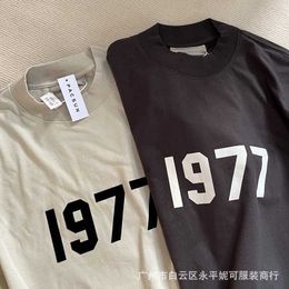 AEG | Essentials Double Thread 1977 Digital Flocking Short Sleeve High Street Simple Loose Large Mens T-shirt Summer