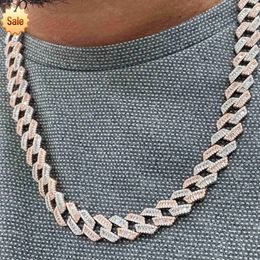 Hip Hop Chain Baguette 15mm 20mm Custom 925 Sier Vvs Moissanite Cuban Two Tone Link Necklace