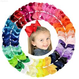 6 Inch 30pcs/Lot Colourful Big Kids Girls Solid Ribbon Hair Bow Clips With Large Hairpins Boutique Hairclips Hair Accessories 588