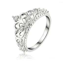 Cluster Rings 925 Sterling Silver Crown Zircon Ring For Women Fashion Wedding Engagement Party Charm Jewelry