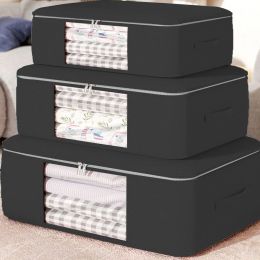 Bins Large Capacity Underbed Storage Bag Foldable UndertheBed Bins with Reinforced Handles & Clear Window Clothes