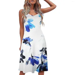 Casual Dresses Women's Printed Holiday Maxi Dress With Halter Neck Juniors Business