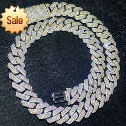 18mm 18-24inch S925 Sterling Silver Pass Test Full Bling Iced Out Moissanite Miami Cuban Chain Necklace Bracelet Links Jewelry for Men Women Nice Gift