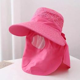 Berets Face And Neck Protect Sun Hat Outdoor Ear Flap UV Protection Women Hats Lace Wide Brim Sunscreen Cap