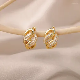 Stud Earrings Cubic Zirconia Twist For Women Stainless Steel Simple Zircon Geometric Earring Irregular Wedding Boho Jewellery Gift