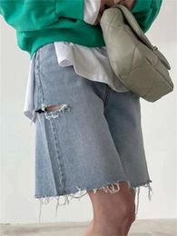 Womens Jeans Ripped for Women 2024 High Waisted Korean Fashion Wide Leg Denim Shorts Streetwear Vintage Chic Baggy Casual Y2k