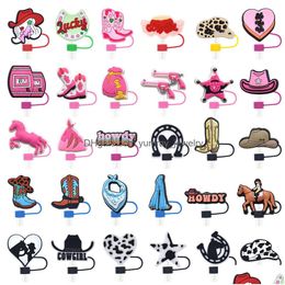 Drinking Sts Girls Cow Movie Film Sile St Toppers Accessories Er Charms Reusable Splash Proof Dust Plug Decorative 8Mm/10Mm Drop Deliv Otwnp