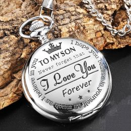 To My Son Pocket Watch Flip Case Fob Chain Clock For Children's Day Kids Boy's Birthday Gifts The Greatest DAD I LO2707