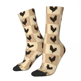 Men's Socks Autumn Winter Hip-hop Women's Chicken Cute Animal Plaid Breathable Basketball