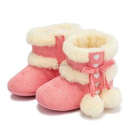 First Walkers New Winter Kids Shoes Plush Shoes Thick Snow Newborn Shoes Kids Leisure Comfortable Anti-Slip Walking Shoes With Soft Sole 240315