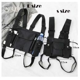 Tactical Vests Multifunctional Tactical Chest Bag Hip Hop Vest Street Bag Hip Bag for Women and Men Chest Bag Adjustable Corset 240315