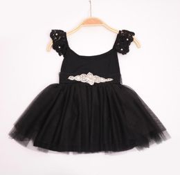 2017 baby girl kid party dress Girl Princess Dresses Lace Gauze Black Dress With Sash girls christmas dress tutus for girls childr2464715