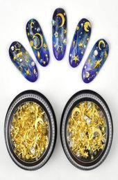 Nail Art Stud Star Nails Gold Metal Sequins DIY Assorted Hollow Moon Stars Manicure Glitter Alloy Nail Art Decoration8340372