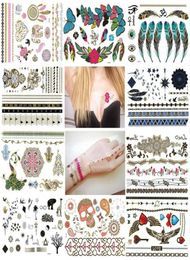 Bronzing silver tattoo stickers metal tattoo stickers water transfer paper temporary tattoo 1120 styles 8285393