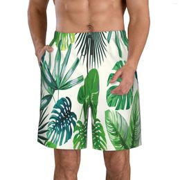 Men's Shorts Wansici Beach Adults Pants Green Botanical Leaves Seamless Exotic Wallpaper