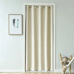 Curtains W100xH200cm Grommet Top Curtains Window Treatments Doorway Decoration Pure Colour Blackout Drapre for Doors