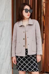 Women's Trench Coats 2024 High End Double-sided Cashmere Coat For Women Small Stature Short Style Slimming And Age Reducing Pure Wool Woolen