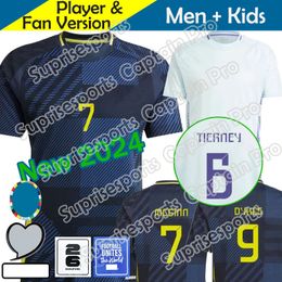 İskoçya Futbol Gömlek 2024 Euro Kupa İskoç 24 25 Milli Takım Futbol Jersey Çocuk Kiti Evde Set 150 Yıllık Yıldönümü Strip Erkekler Top Boyut 4XL Robertson Dykes