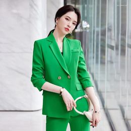 Women's Two Piece Pants Women Business Suits With And Jackets Coat High Quality Fabric Formal Blazer Feminino Professional Pantsuits