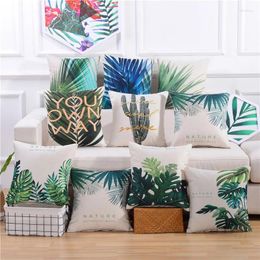 Pillow 45x45cm Tropical Plants Printed Cactus Cover Cotton Linen Sofa Chair Seat Wedding Party Decor