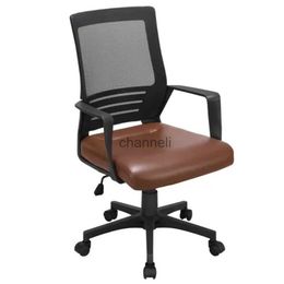 Camp Furniture MART Adjustable Midback Ergonomic Mesh Swivel Office Chair with Lumbar Support Brown Seat Computer YQ240315