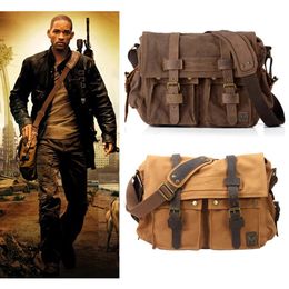Fashion Vintage Leather Canvas Mens Messenger Bag Cotton Canvas Crossbody Bag Men Shoulder Bag Sling Casual Bag Leisure 240328