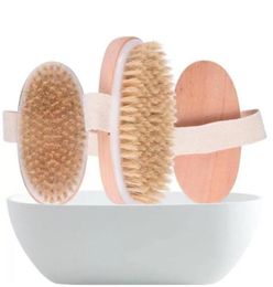 DHL Bath Brush Dry Skin Body Soft Natural Bristle SPA The Brush Wooden Bath Shower Bristle Brush SPA Body Brushs Without Handle F06292038