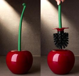 Creative Lovely Cherry Shape Lavatory Brush Toilet Brush Holder Set Cleaning Tool Plastic Bathroom Decor Accessories Red Support4452582