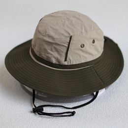 Berets Japanese Drawstring Sunshade Fisherman Hat Men's And Women's Big Head Outdoor Mountaineering Fishing Summer