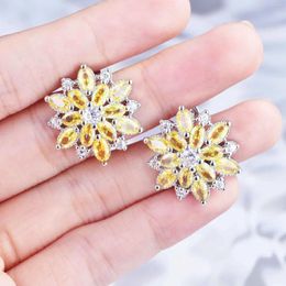 Stud Earrings Genuine S925 Sterling Silver Snowflake Earring For Women Aros Mujer Oreja Orecchini Join Party Wedding Jewelry